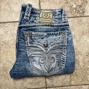 Rock Revival Light Blue Distressed Slim Jeans